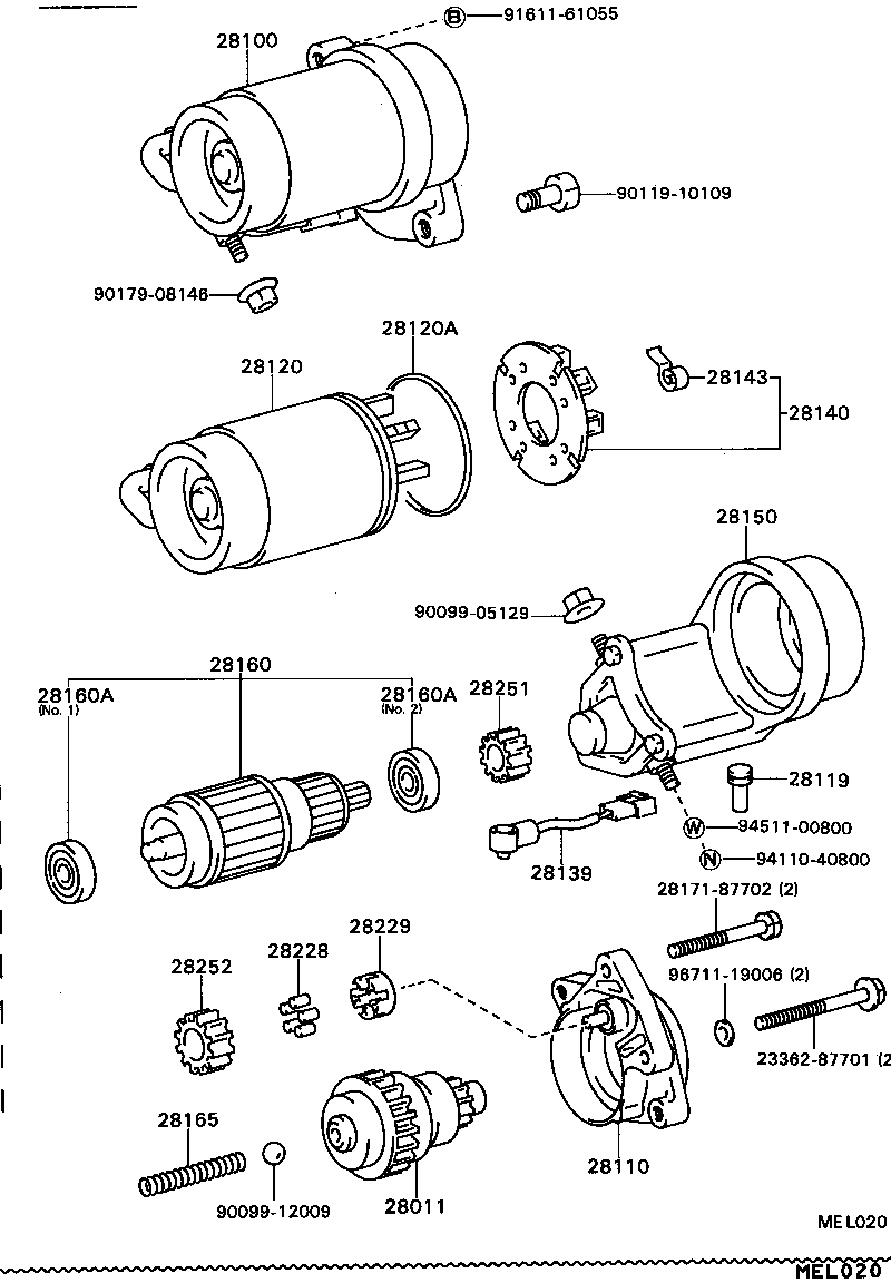 TOYOTA 28100-64040 - Käynnistinmoottori inparts.fi