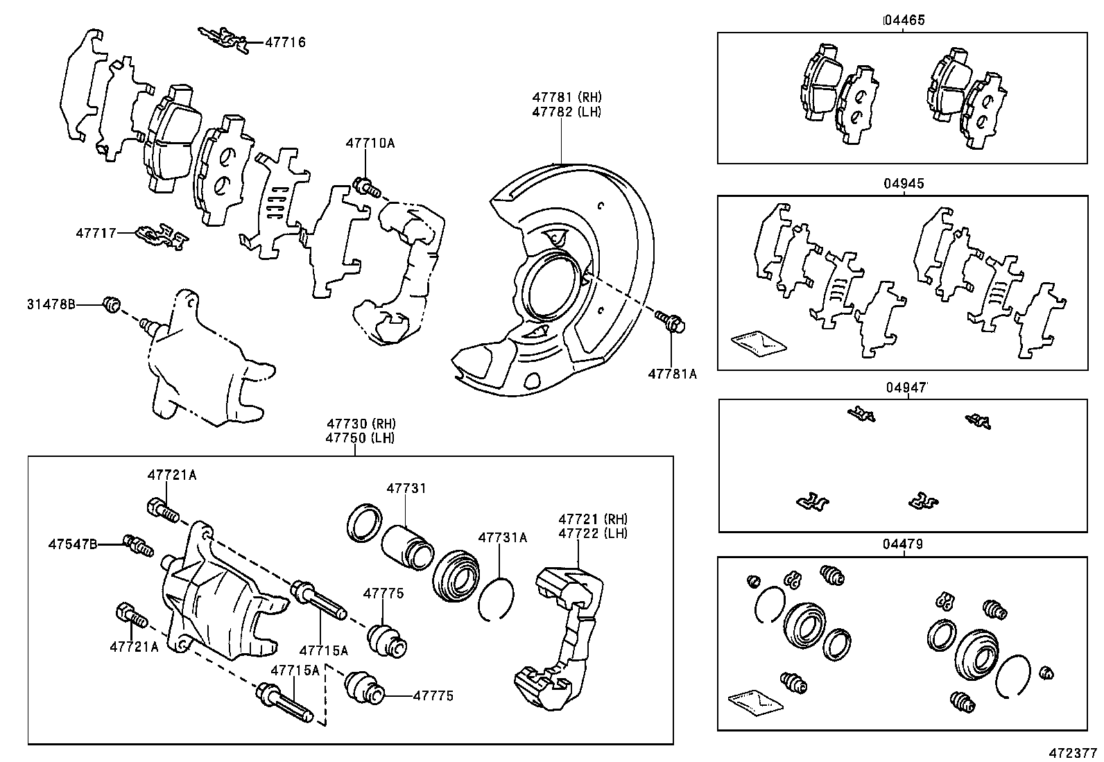 TOYOTA 4754709010 - Tarvikesarja, jarrupala inparts.fi