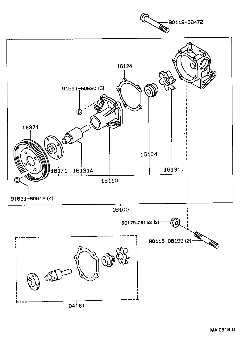 TOYOTA 16110-19105 - Vesipumppu inparts.fi