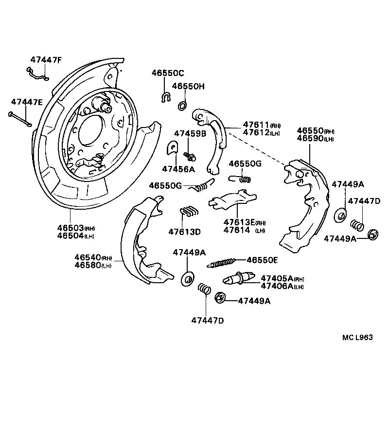 TOYOTA 4654020040 - Jarrukenkäsarja, seisontajarru inparts.fi