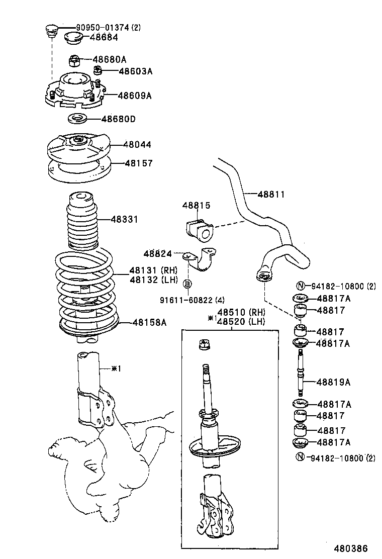 TOYOTA 48819-10010 - Tanko, kallistuksenvaimennin inparts.fi