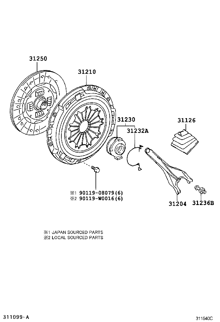 TOYOTA 31250-0D040 - Kytkinlevy inparts.fi