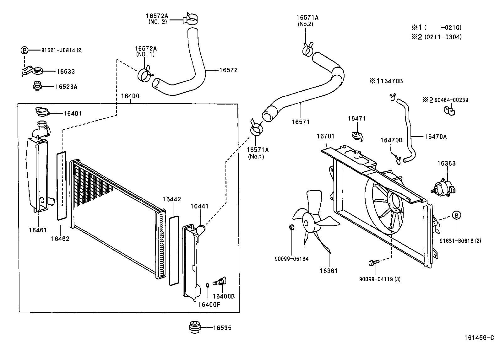 TOYOTA 16400-21140 - Jäähdytin,moottorin jäähdytys inparts.fi