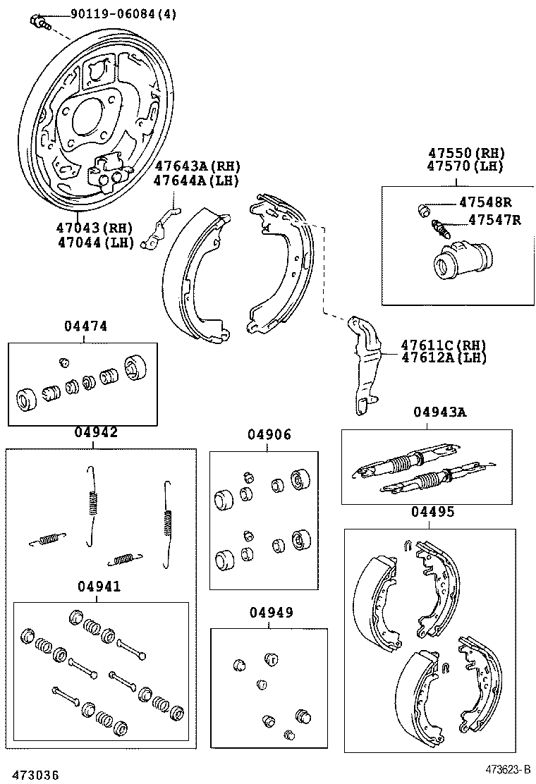 TOYOTA 0494213030 - Tarvikesarja, seisontajarru inparts.fi