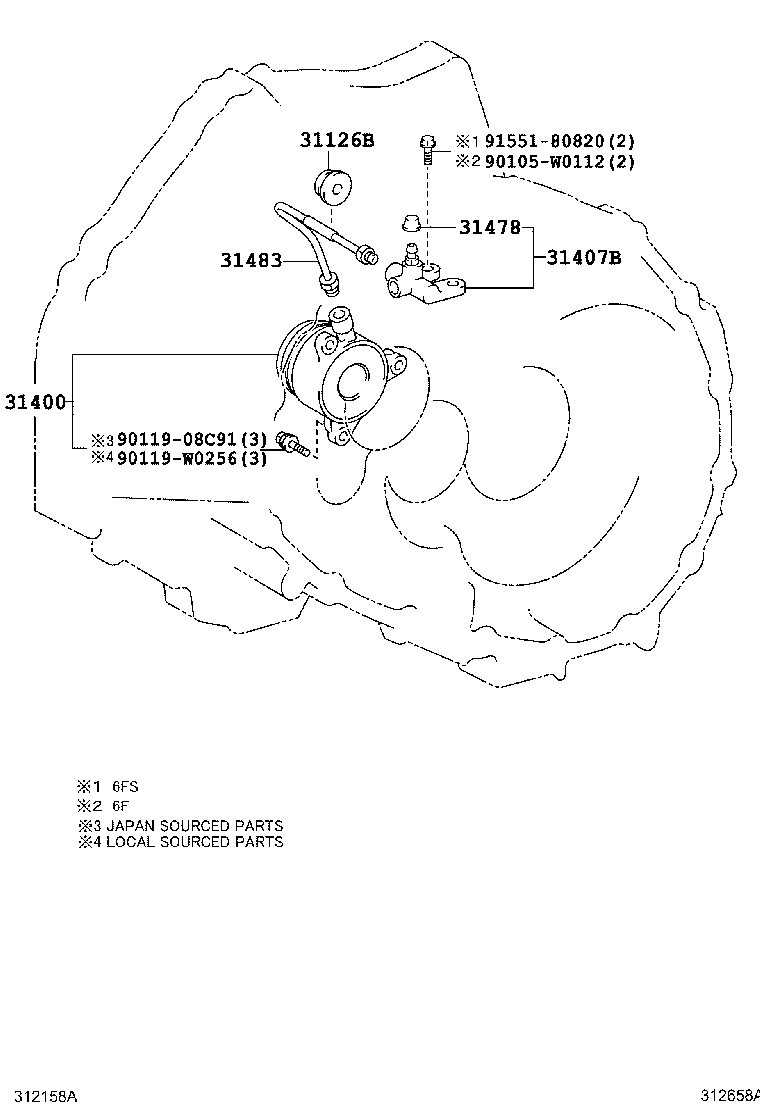 TOYOTA 31400-09001 - Irroitusmekanismi, kytkin inparts.fi