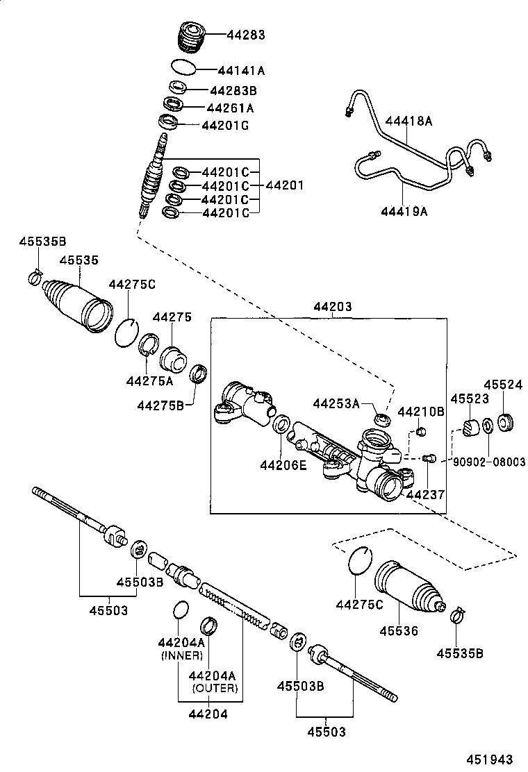 TOYOTA 45503-49035 - Raidetangon pää, suora inparts.fi