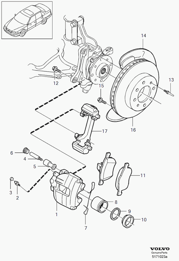 Volvo 30648017 - Ohjaustappi, jarrusatula inparts.fi