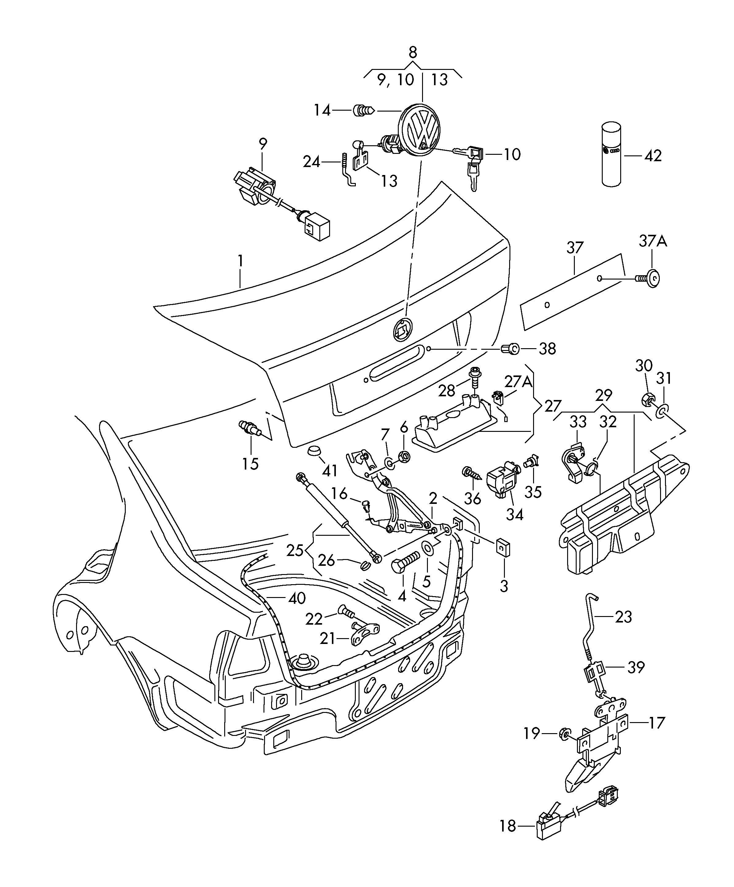 VAG 3B5 827 550G - Kaasujousi, tavaratila inparts.fi