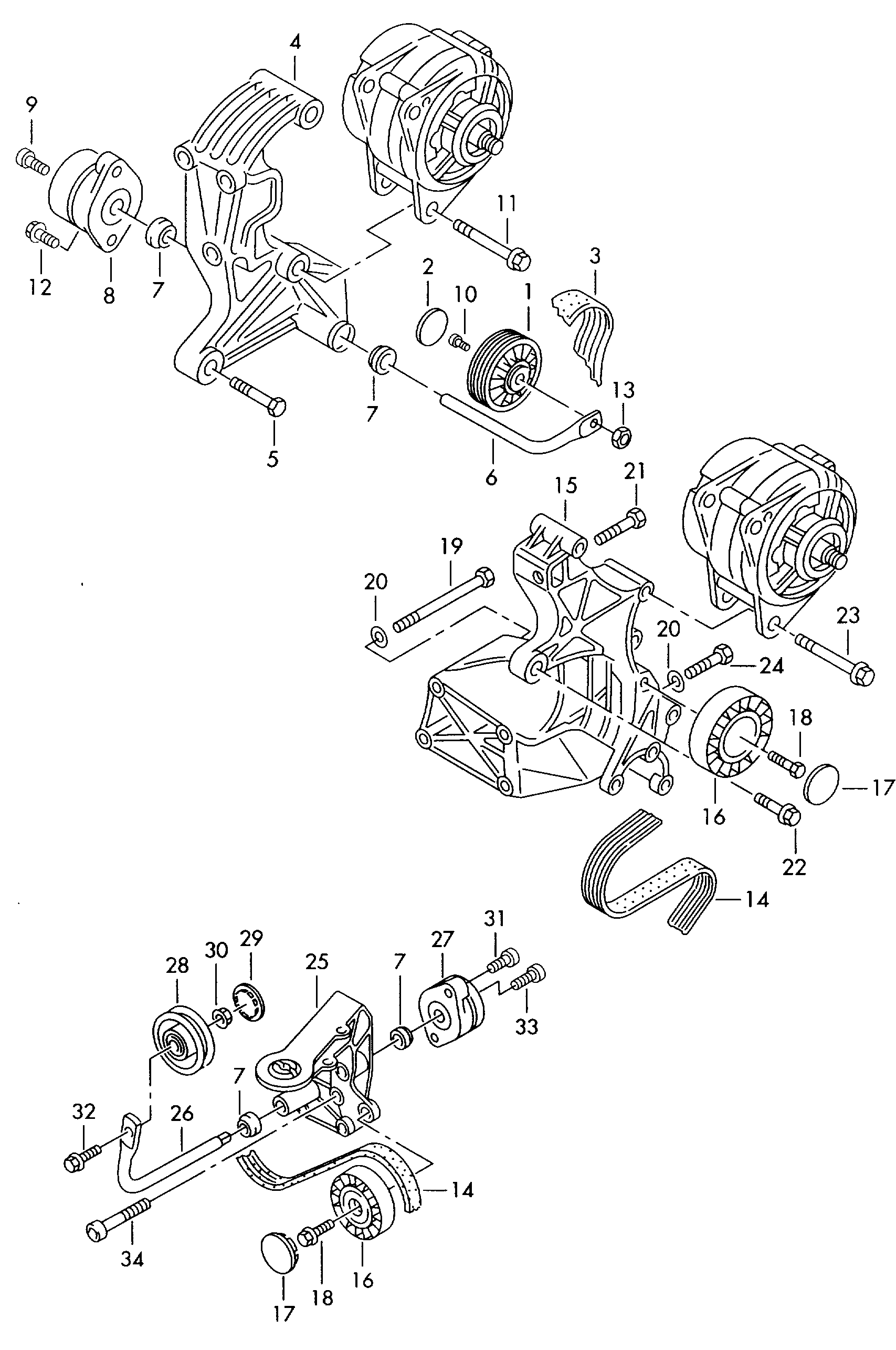 Skoda 028 903 315 R - Hihnankiristin, moniurahihna inparts.fi