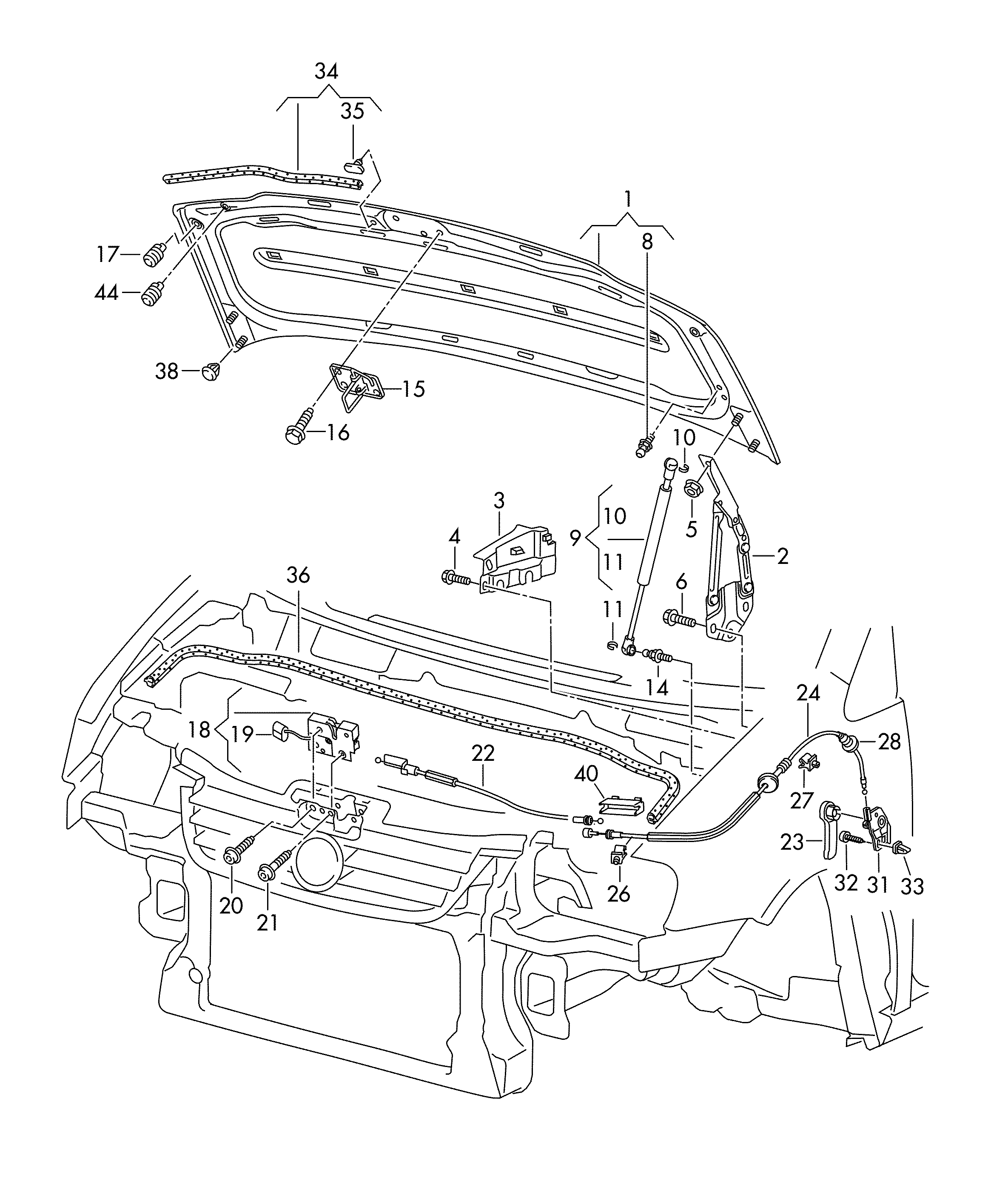 VW 1T1 823 633 B - Kahva, konepellin lukitus inparts.fi