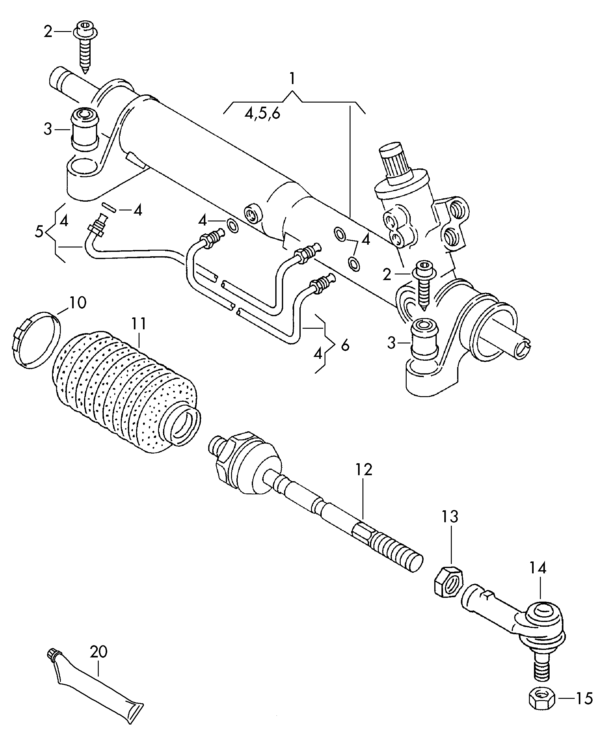 VAG 701 419 810 B - Raidetangon pää, suora inparts.fi