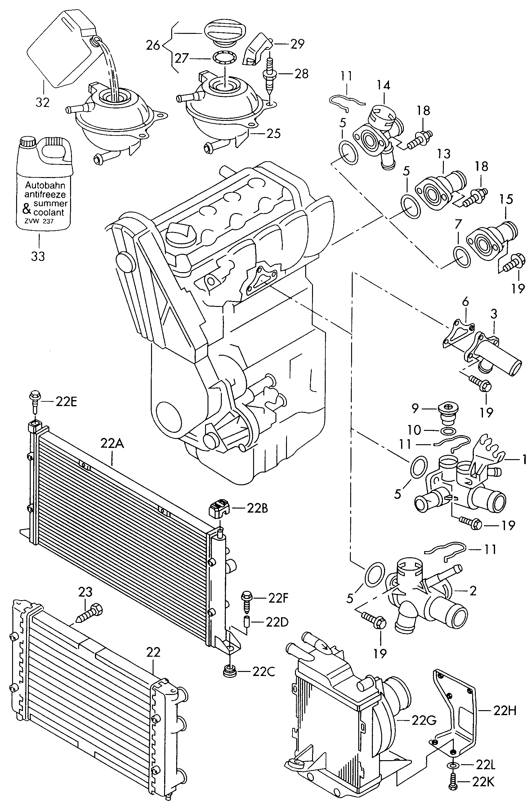 VW 1H0 121 253 R - Jäähdytin,moottorin jäähdytys inparts.fi