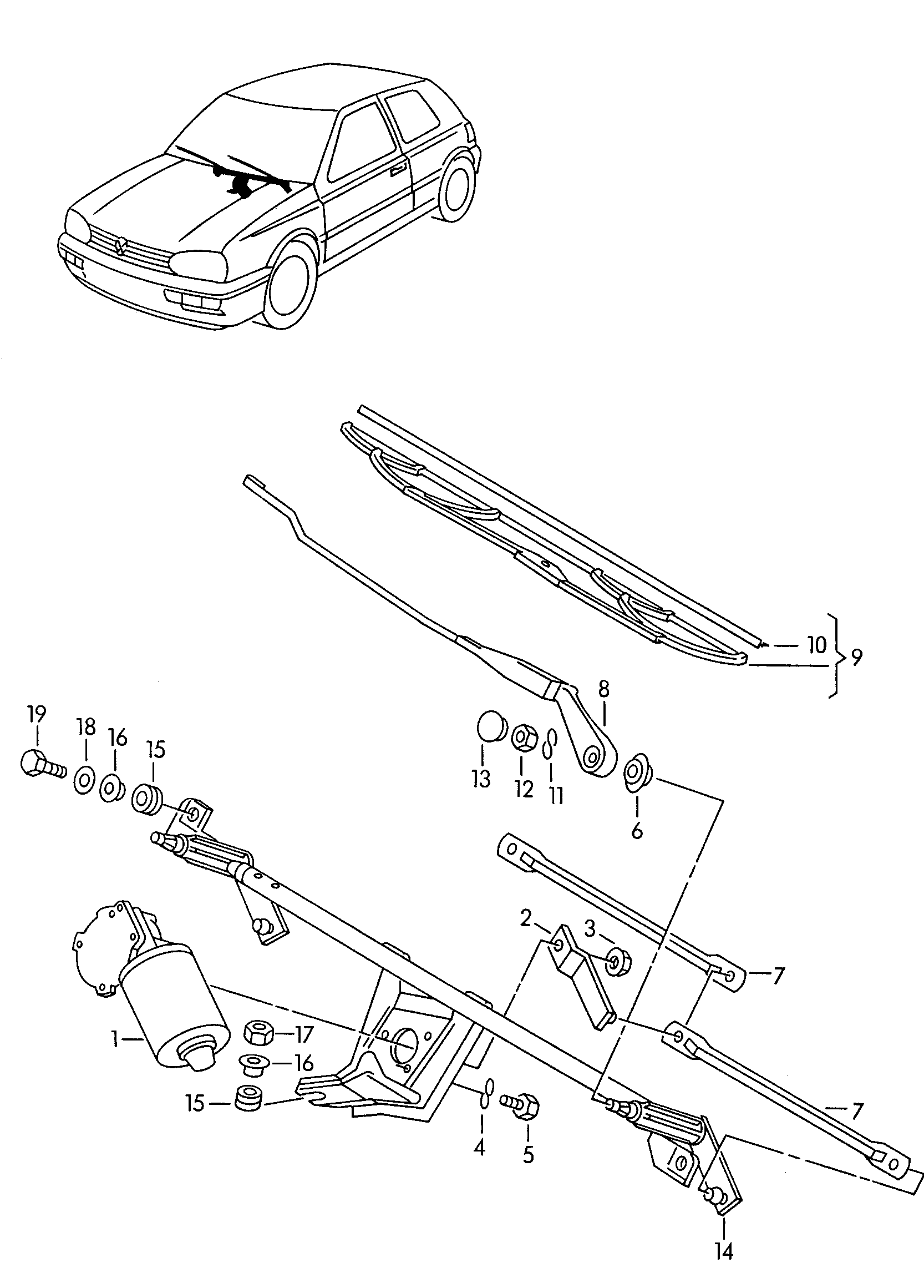 Skoda 1H1 955 409 C - Tuulilasinpyyhkimen varsi, lasinpesu inparts.fi