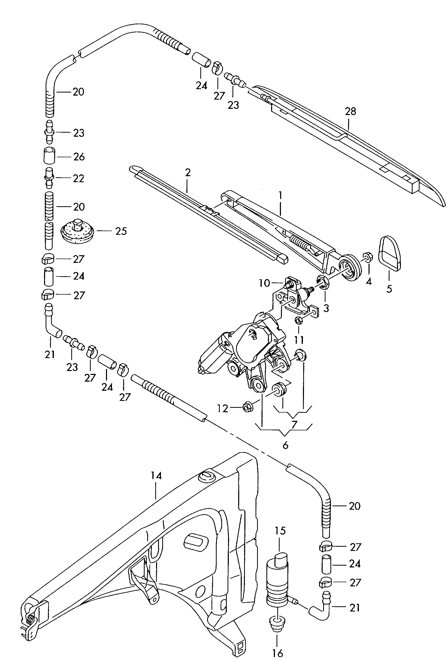 VAG 7L6 955 707 A - Tuulilasinpyyhkimen varsi, lasinpesu inparts.fi