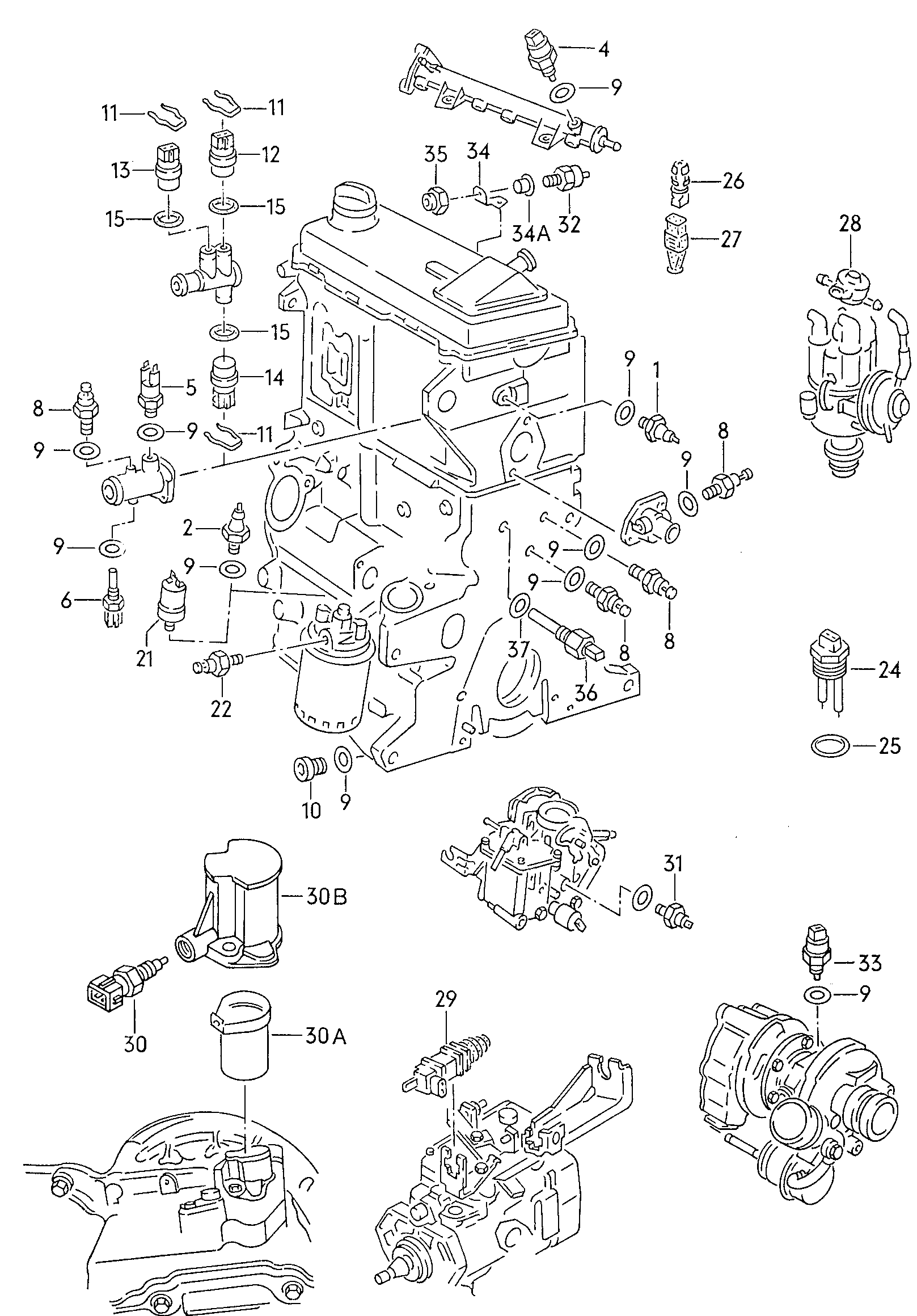 Seat 191 919 369 A - Tunnistin, jäähdytysnesteen lämpötila inparts.fi