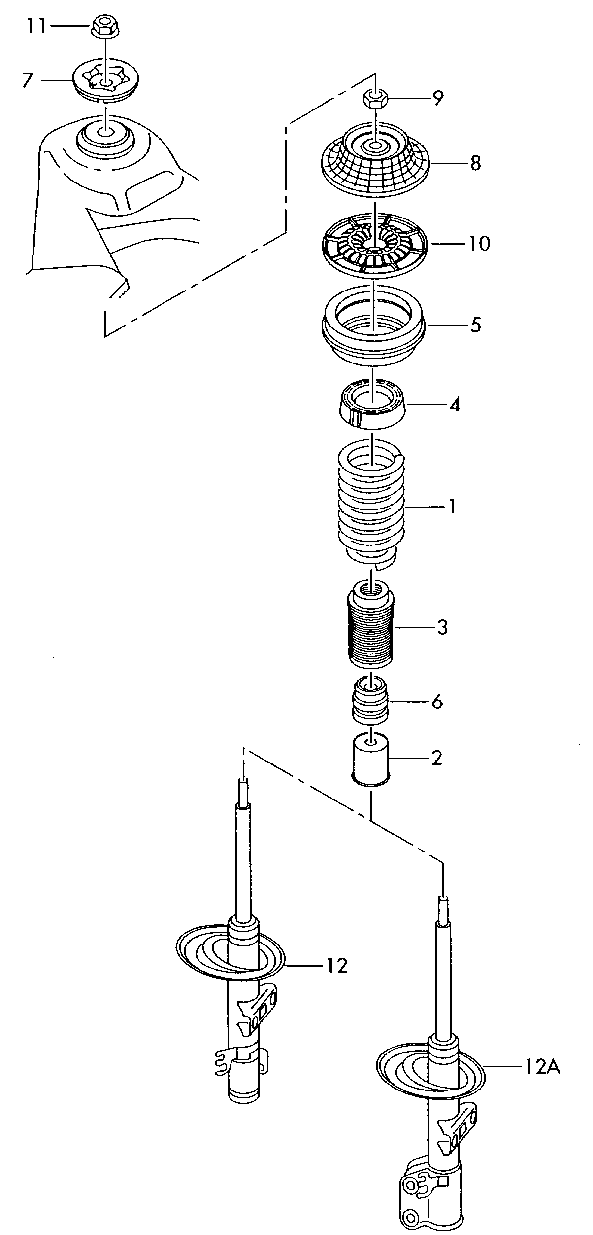 VAG 7H0412303A - Vaimennuskumi, jousitus inparts.fi