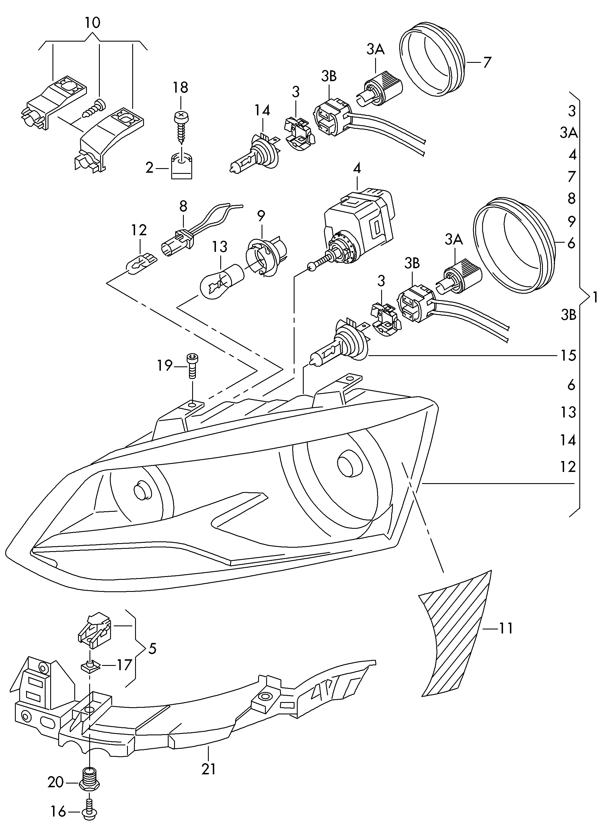 VAG 6R0 998 225 - Korjaussarja, pääajovalot inparts.fi