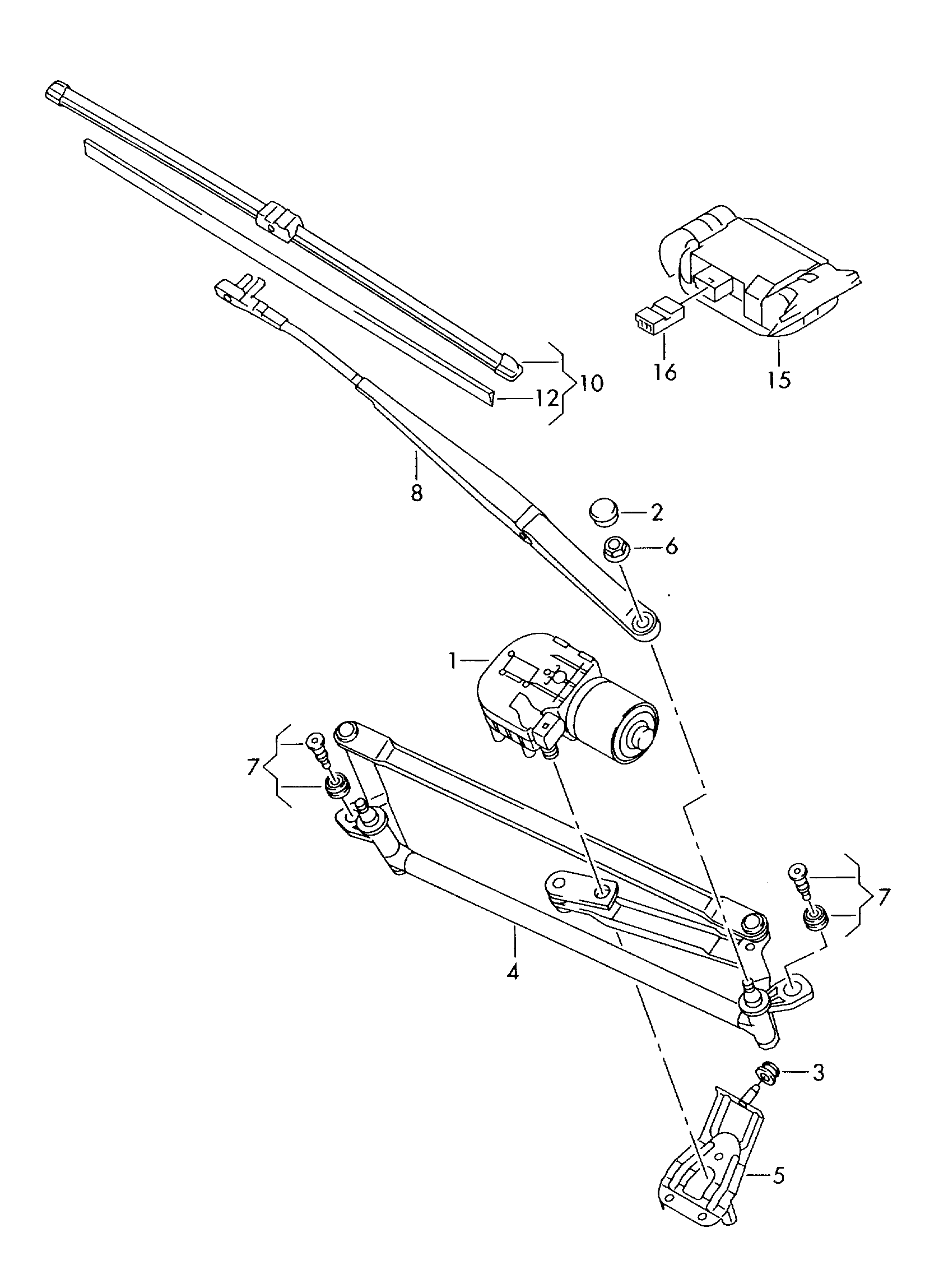 BMW 5K1955601 - windscreen wiper bracket with operating rod and crank arm inparts.fi