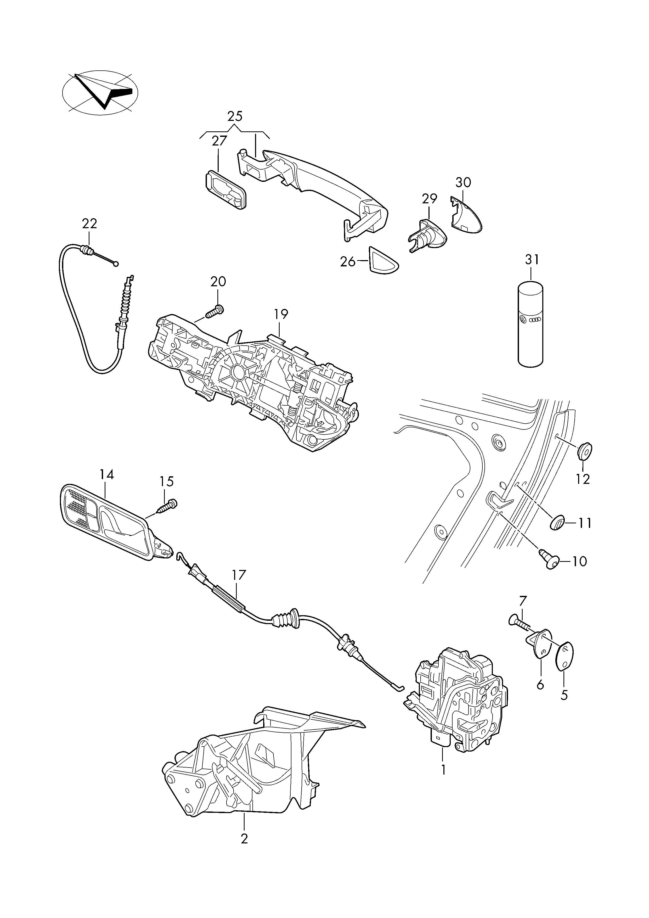 VW 3C4839015A - Ovilukko inparts.fi