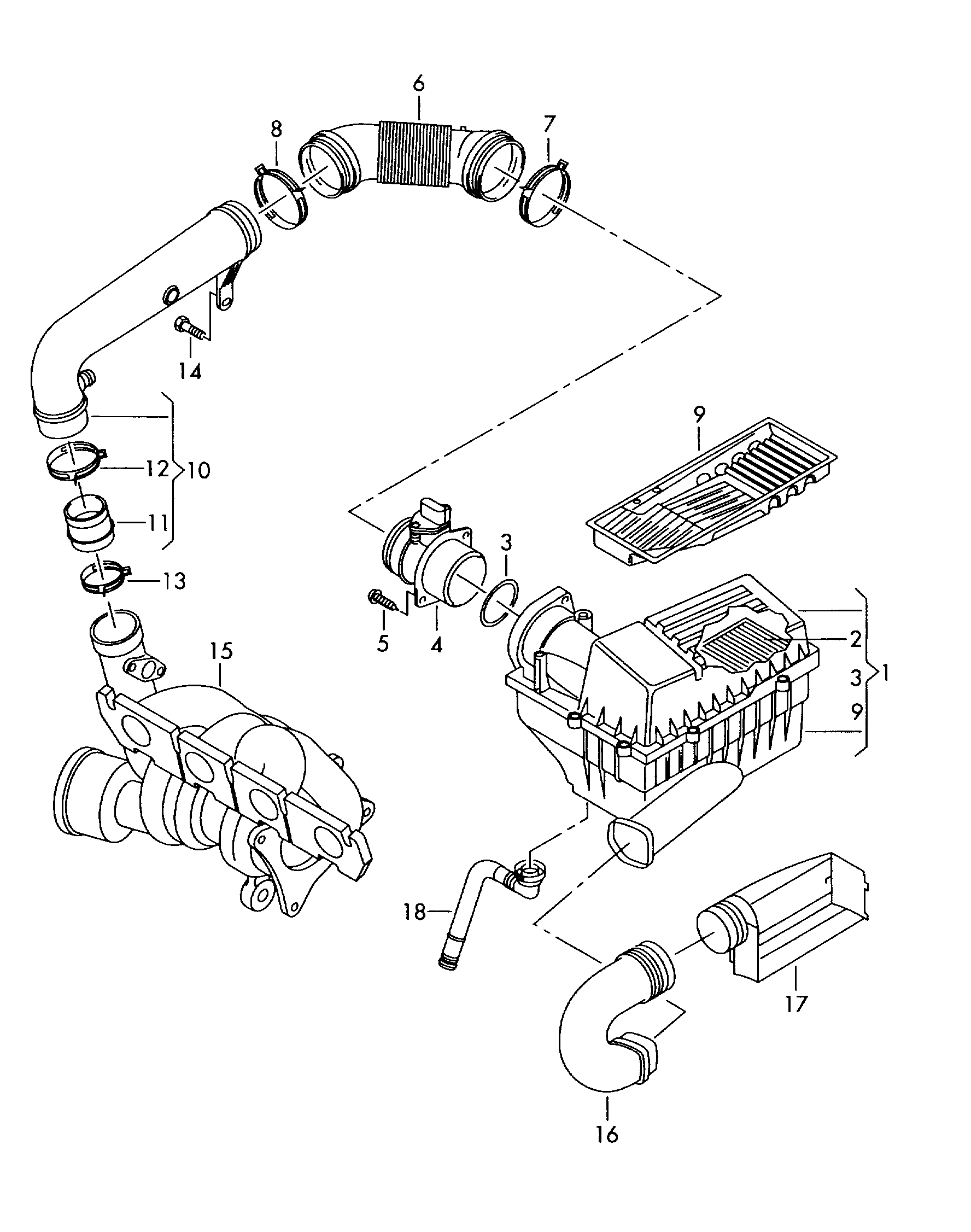 VW 1K0 129 627C - Letku, tuloilma inparts.fi