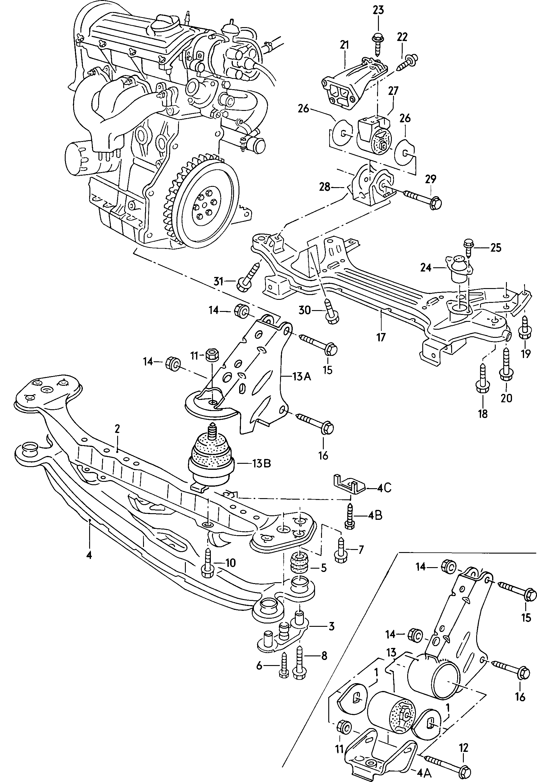 VW 191 199 279 E - Moottorin tuki inparts.fi