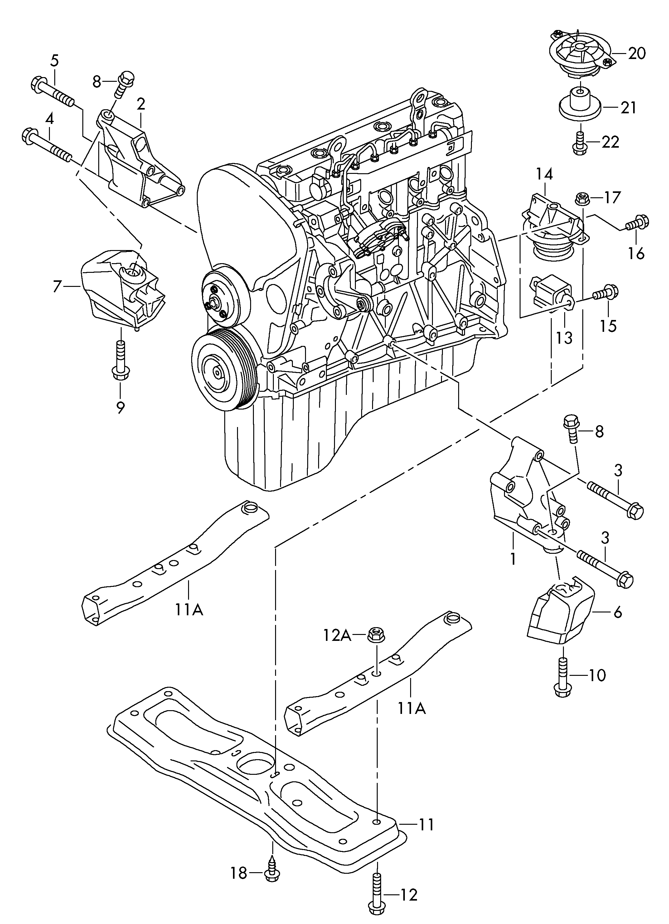 VW 2E0 199 379 K - Moottorin tuki inparts.fi