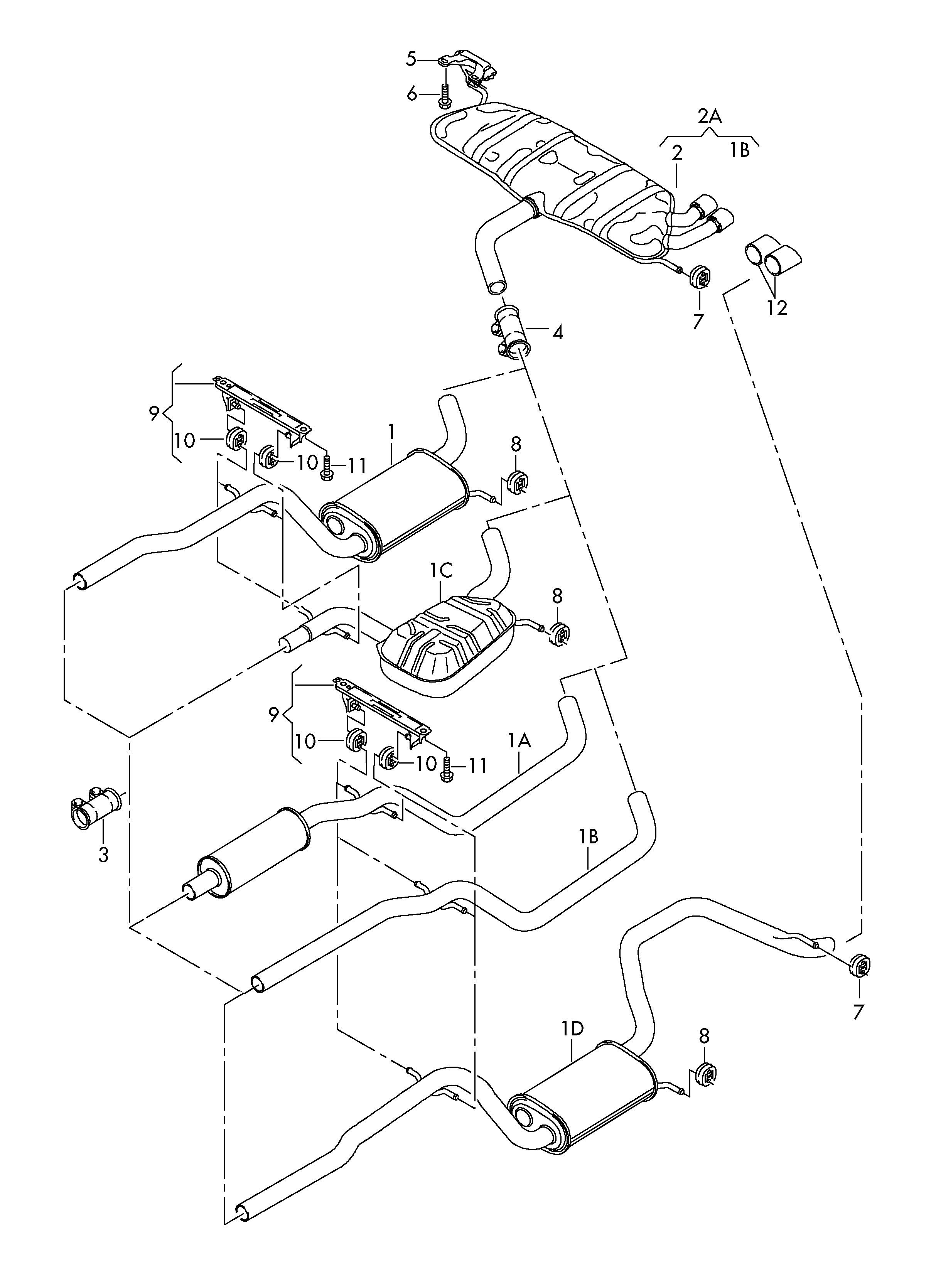 VW 1K0253209EQ - Keskiäänenvaimentaja inparts.fi