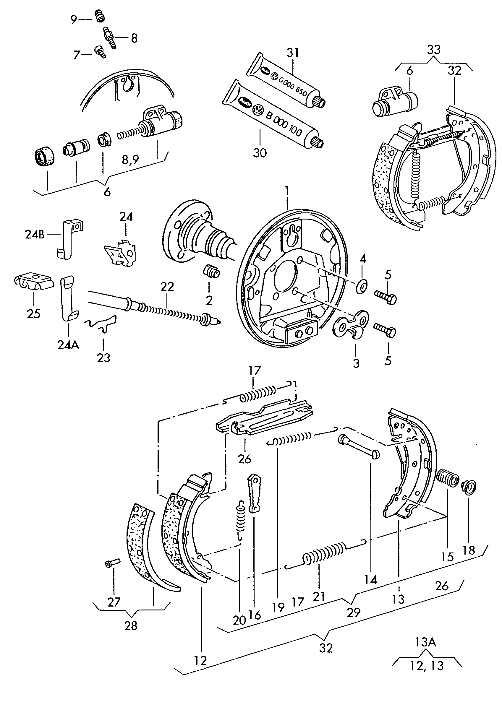 VW 6Q0 698 545 - Tarvikesarja, jarrukengät inparts.fi