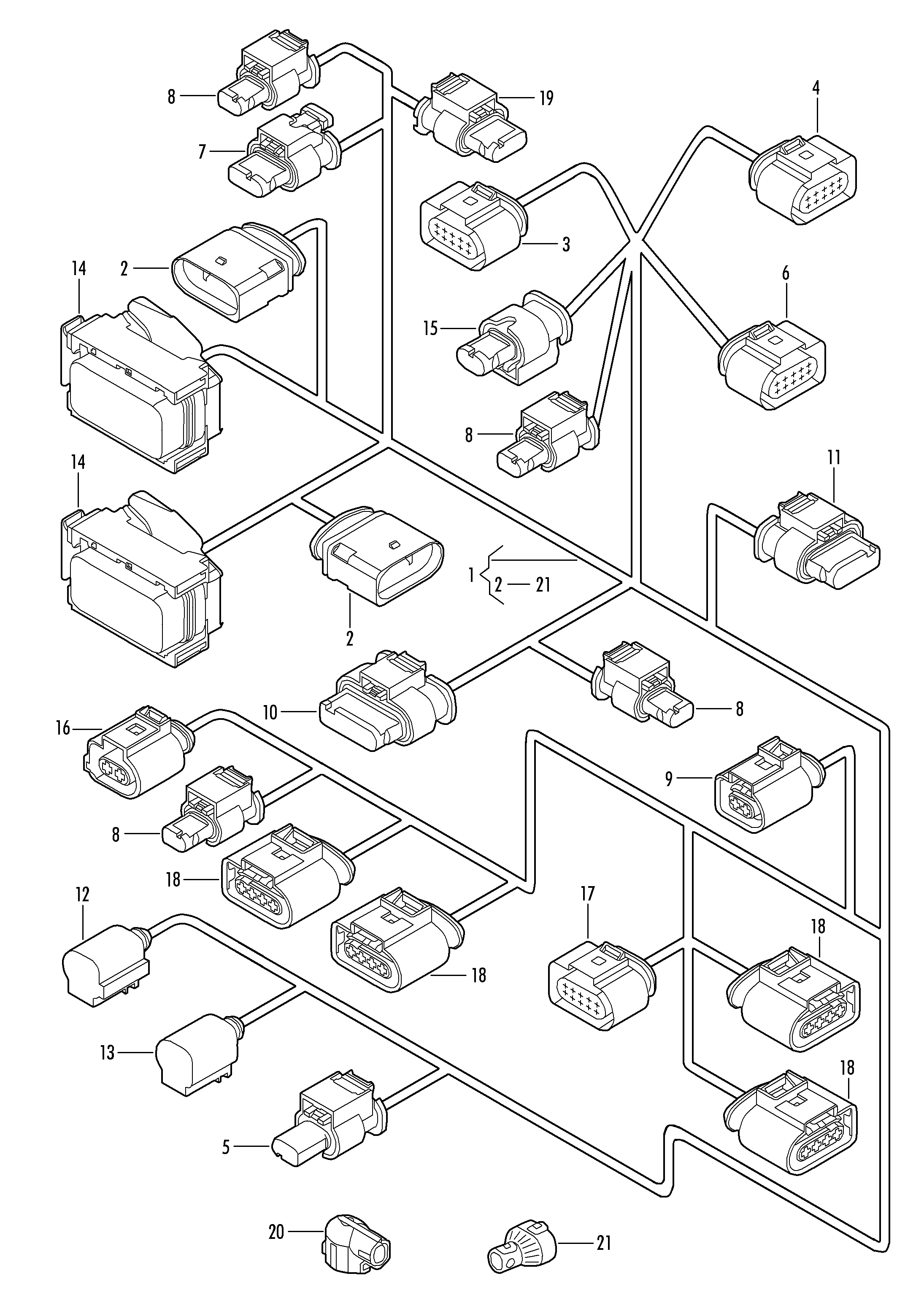 VAG 4H0 973 703 A - Kaapelinkorjaussarja, pysäköintitutkan sensori inparts.fi