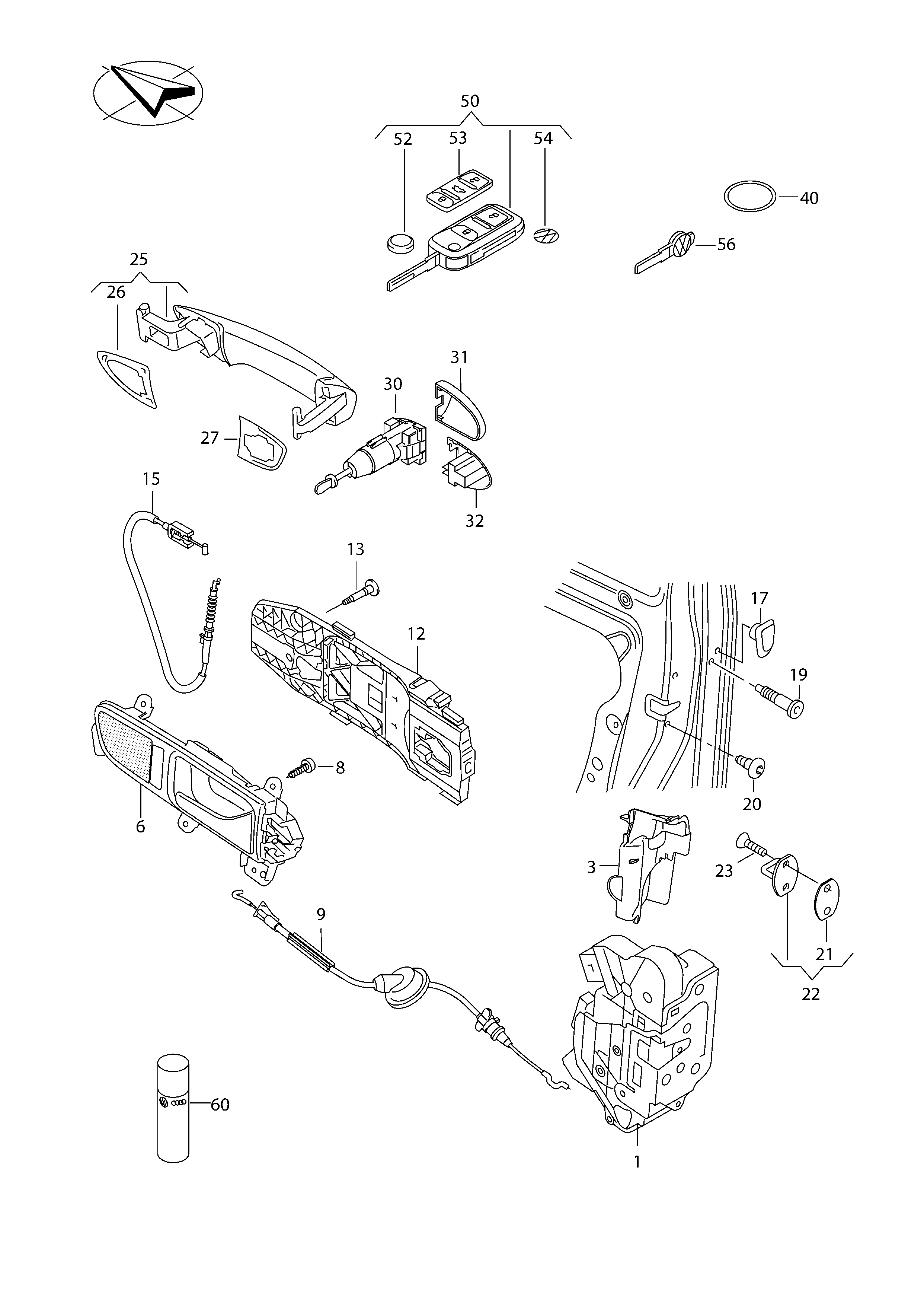 Seat 5N0 837 017E - Vaijeri, ovilukitus inparts.fi