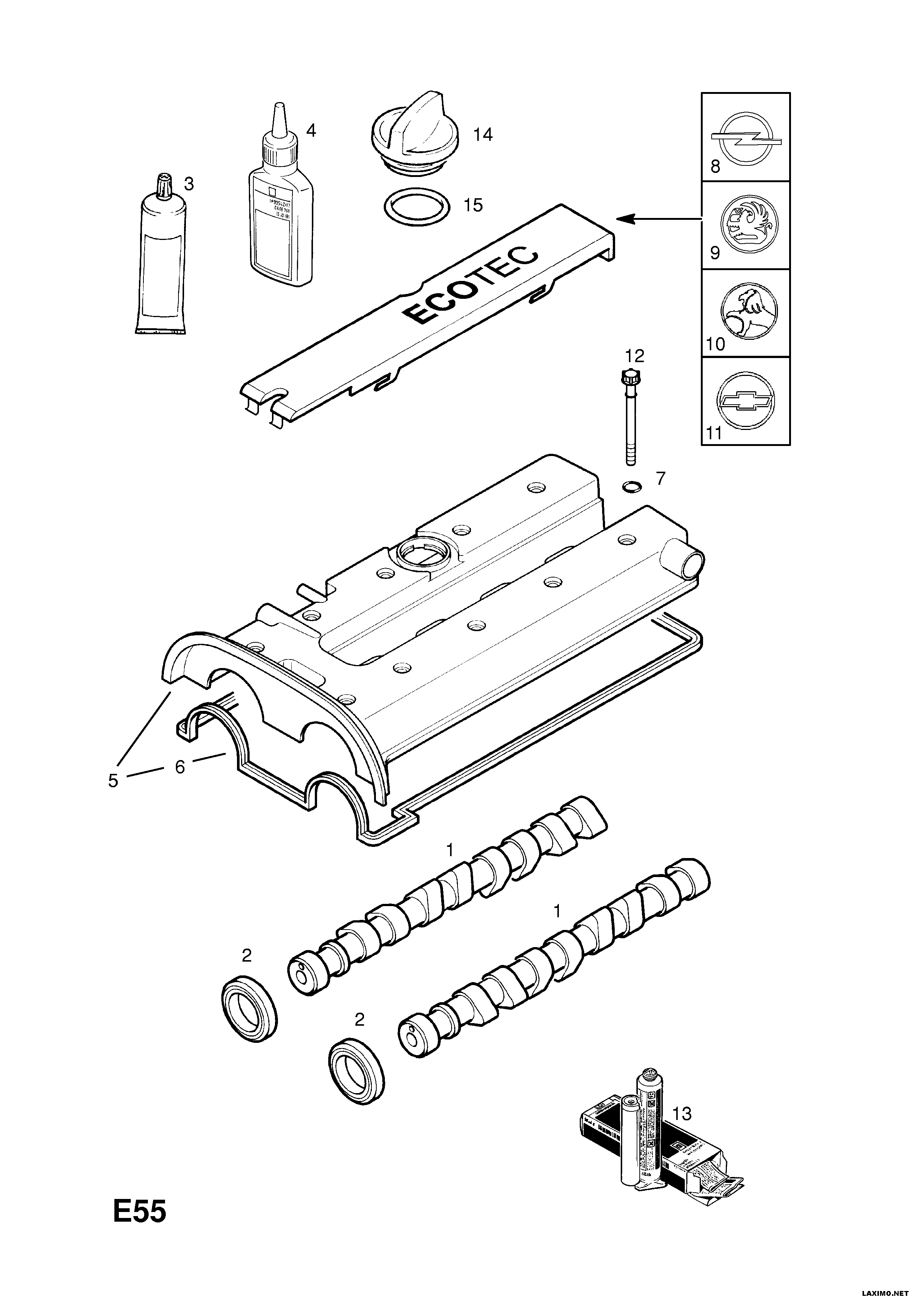 Opel 56 07 883 - Tiiviste, venttiilikoppa inparts.fi