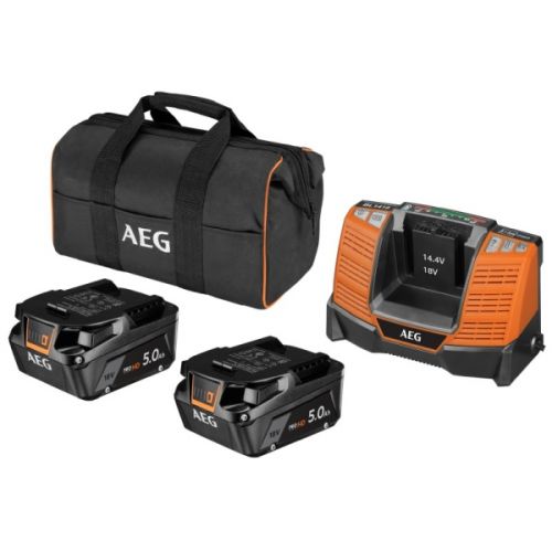 Försörjningsbatteri AEG SET OF 2 X BATTERY. 18V 5AH, FAST CHARGER, BAG