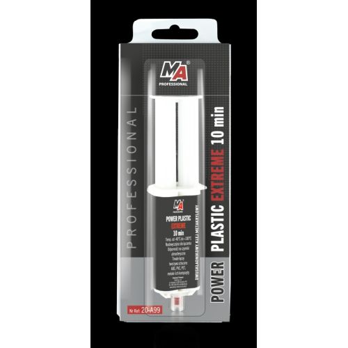 Liima-aine, muovikorjaus glue POWER PLASTIC EXTREME harmaa 25ml + sekoittimet / PROFESSIONAL